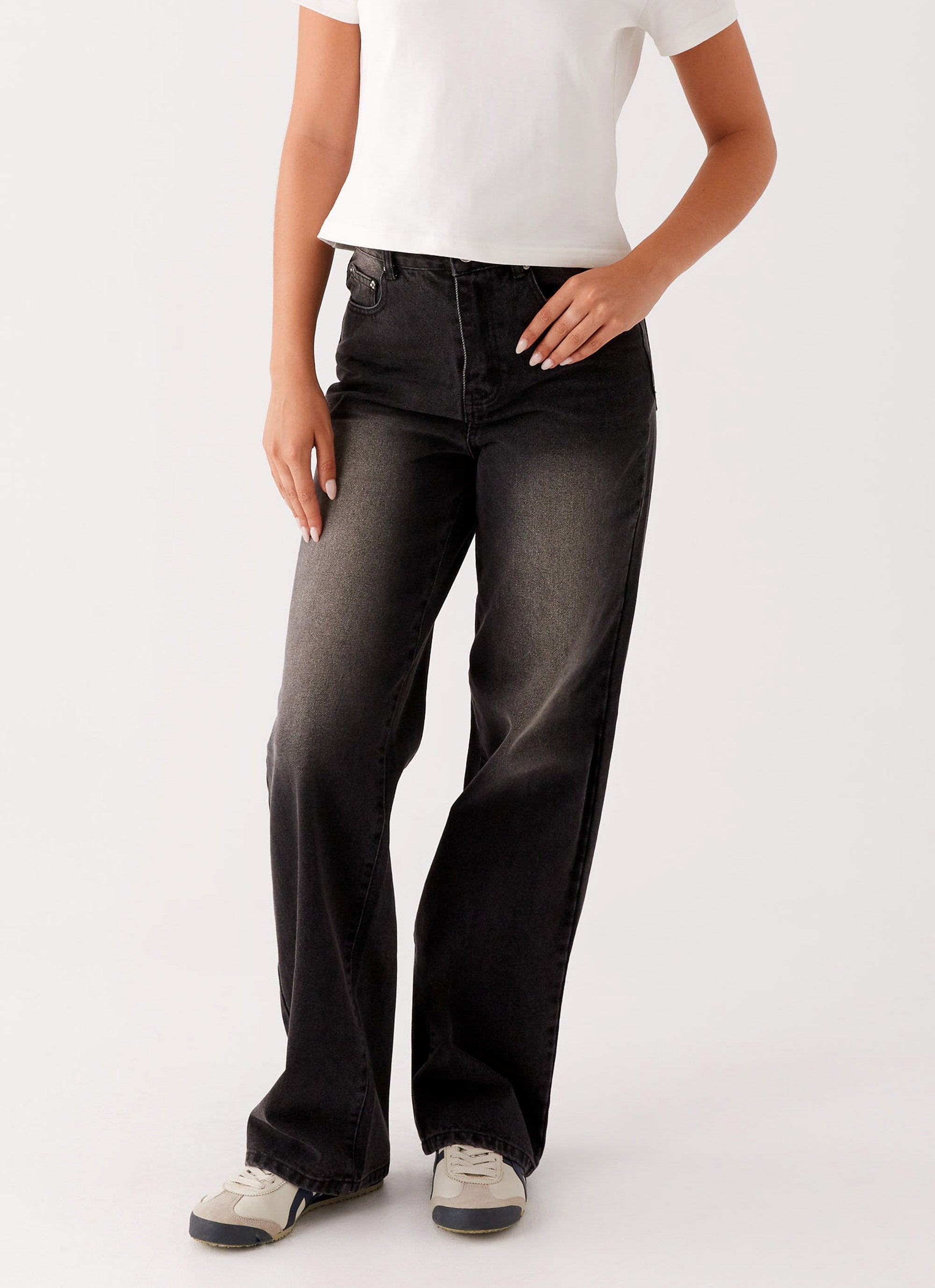 Back Again Straight Leg Denim Jeans - Charcoal Wash