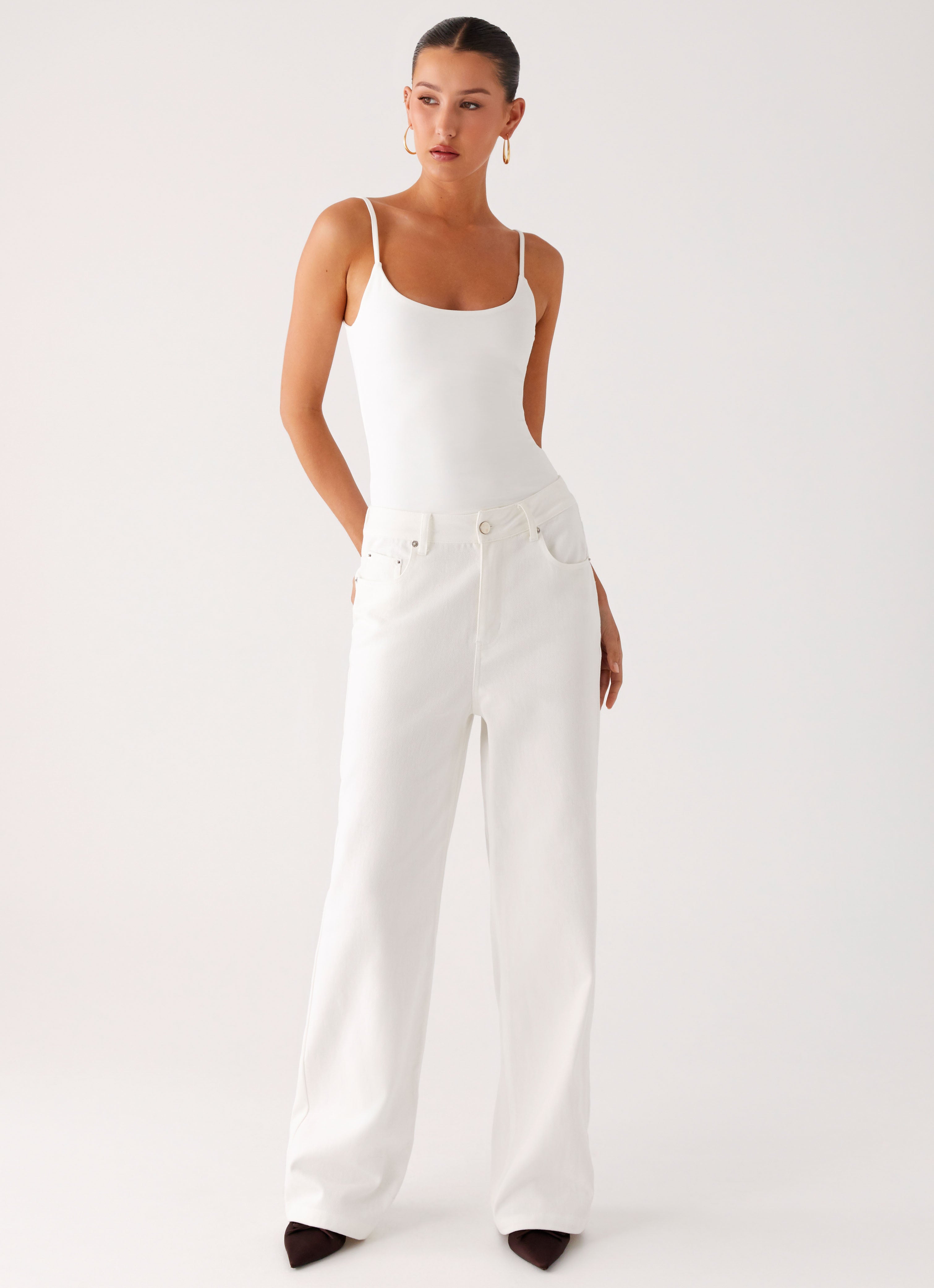 Back Again Straight Leg Denim Jeans - White