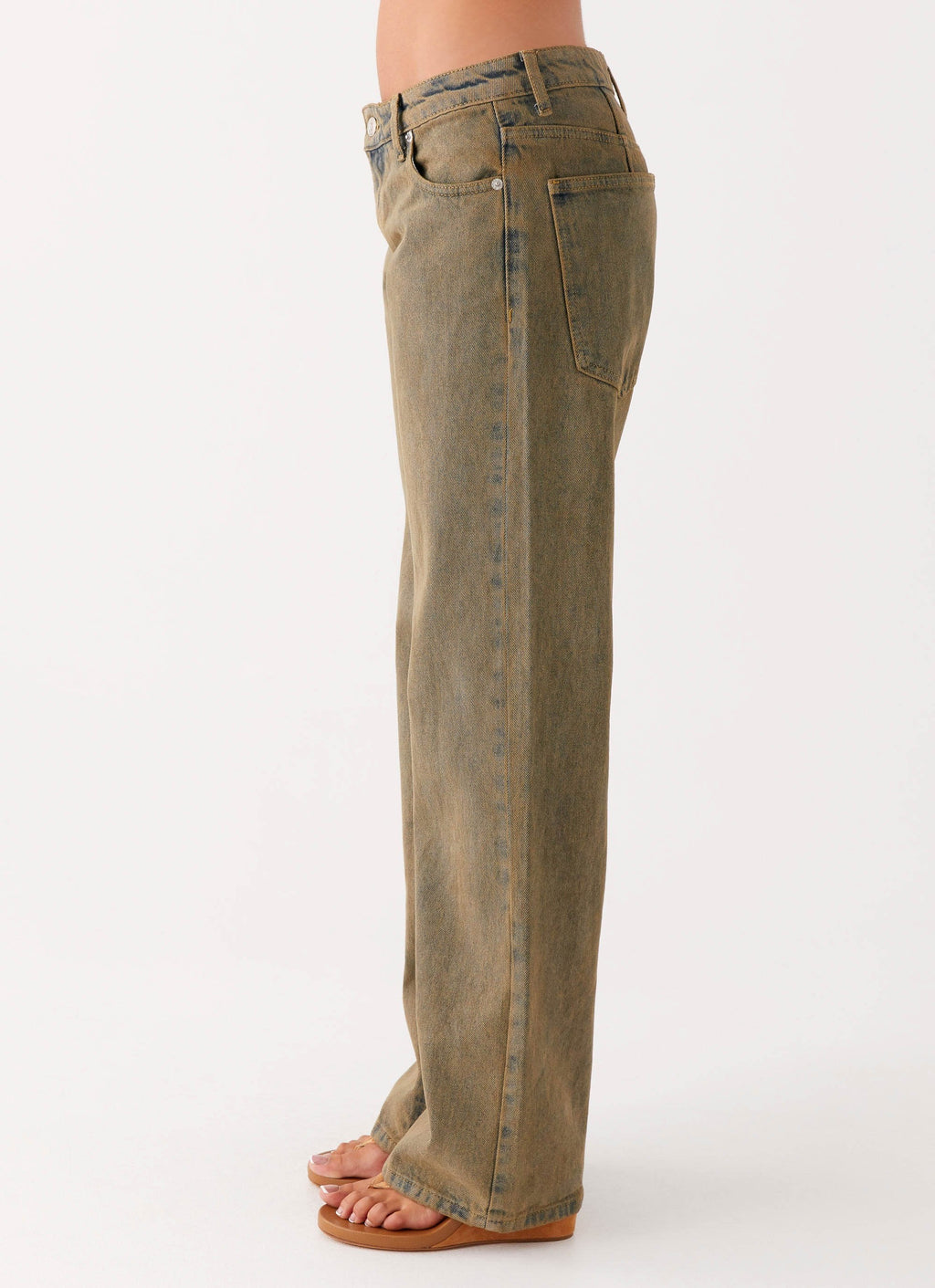 Jaiden Low Rise Denim Jeans - Brown Sand Wash