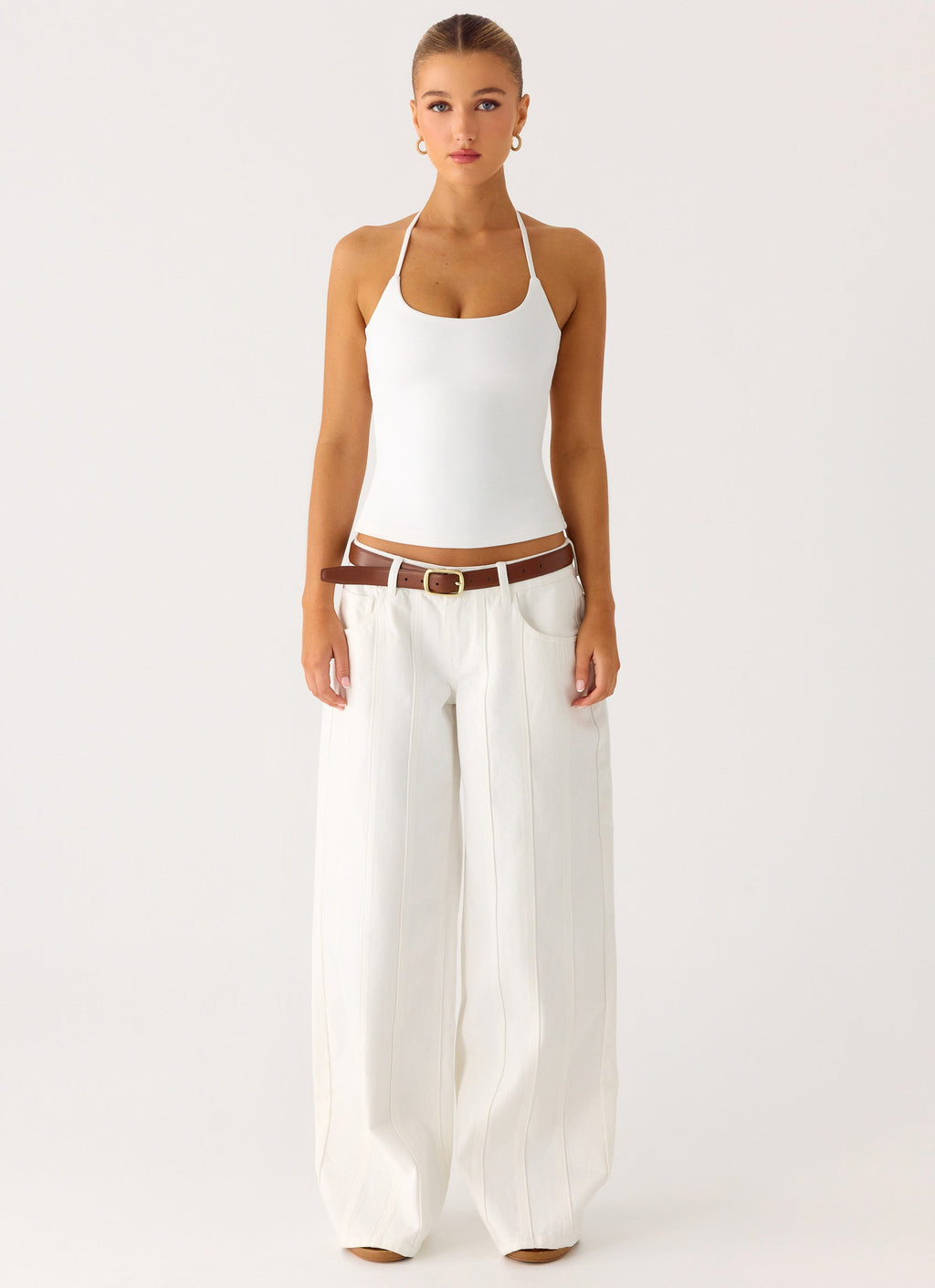 Johnny Low Rise Wide Leg Jeans - White