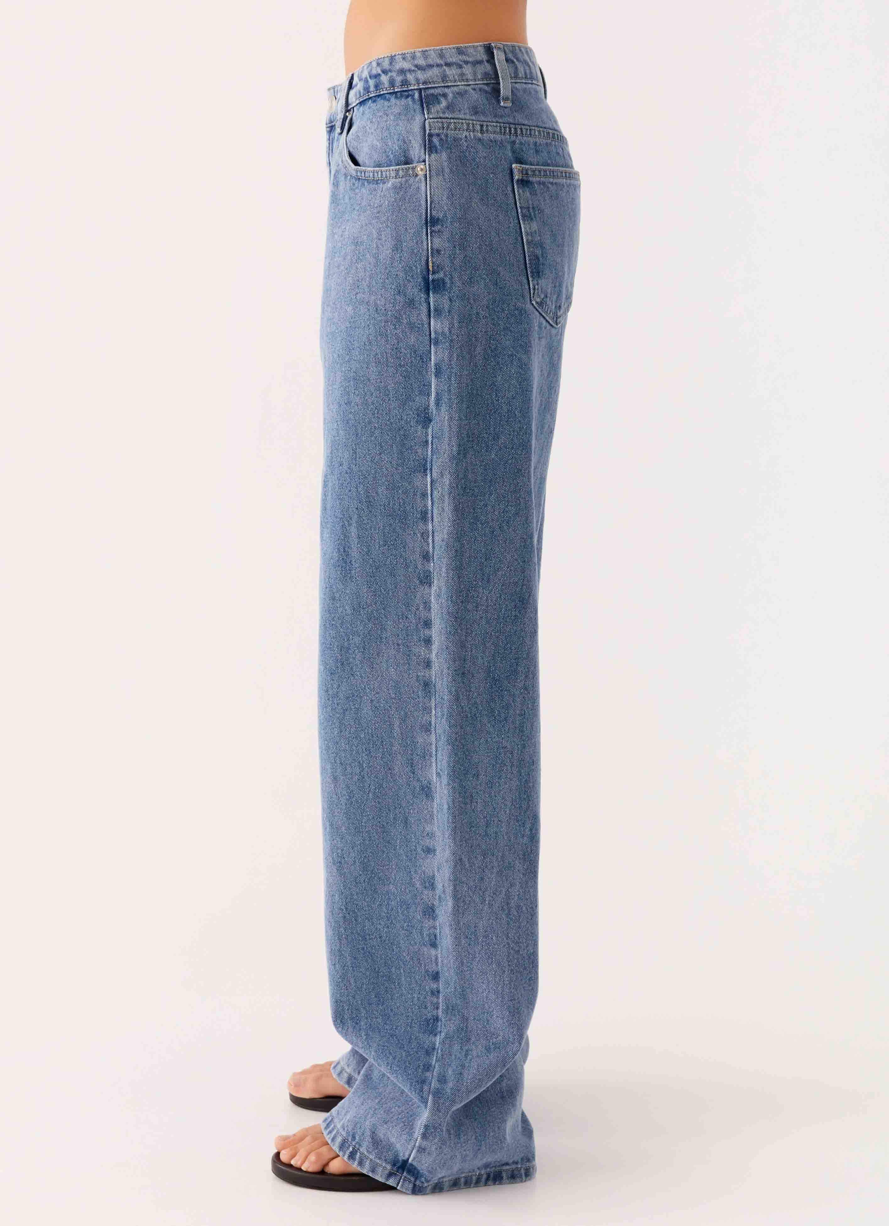 Keanna Low Rise Denim Jeans - Blue Denim